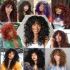 GKtineke Curly Wig: 20 Inch Long Curly Wigs with Bangs for Stunning Daily Looks and Unforgettable Cosplay Adventures in Burgundy