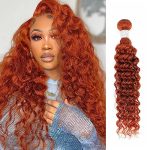 Embrace Vibrant Elegance with AUROO Ginger Bundles: Experience the Bold Beauty of Burnt Orange 350 Deep Wave Human Hair!