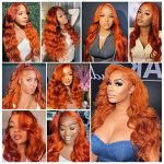 20-Inch Ginger Orange Body Wave Lace Front Wig - 10A Brazilian Human Hair for Vibrant and Trendy Looks