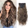 Get Instant Volume and Style with 6PCS Wavy Honey Blonde Mixed Brown Clip in Hair Extensions - 20Inch Synthetic Fiber for Thick, Beautiful Hair