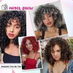 5" Red Burgundy Afro Curly Synthetic Wigs - Natural-Looking Curls with Bangs - Complete Set with 1 Wig Comb and 4pcs Wig Caps