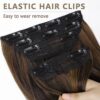 Clip-In Long Wavy Synthetic Hair Extension 20 Inch Balayage Dark Brown to Chestnut - 4PCS Thick Hairpieces for Volume and Versatile Styling