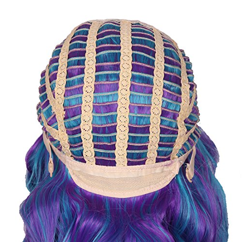 Long Curly Cosplay Wig with 2 Ponytails in Mesmerizing Blue and Purple Hues