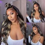 Radiant Allure: SPARKLE DIVA 26-inch Balayage Ombre Body Wave Lace Front Wig - Effortless Glamour in FB/27 Colored Blonde