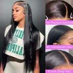 AIGOLQUEEN's 26-Inch Straight Lace Front Wig - 13x4 HD Transparent Lace, Pre-Plucked, 180% Density, Natural Black Beauty!