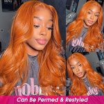 28-inch Ginger Orange HD Lace Front Human Hair Wig - Pre Plucked, Glueless, and Stylishly Versatile for Black Women