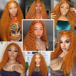 20 Inch Ginger Curly Lace Front Wig Human Hair - Summer-Ready 13X4 Ginger Orange Wet and Wavy Lace Front Wig with 180 Density