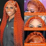 13x4 Ginger Deep Wave Lace Front Wigs – 24 Inch True-Length Orange Colored Glueless Wigs for a Vibrant Appearance