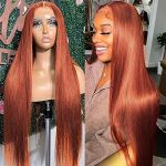 Embrace Radiance with the 32-Inch Long Straight Orange Ginger Lace Front Wig