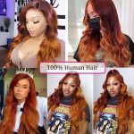 Ombre Red Orange Ginger Human Hair Wig – 14 Inch HD Lace Front Wigs Pre Plucked