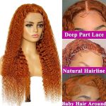 Radiant Ginger Orange Deep Wave Lace Front Wig - 100% Brazilian Human Hair, Pre-Plucked, 13x4 Transparent Lace, Colored, 180% Density (26 Inch) 🍊💇‍♀️