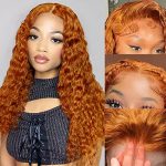 20-Inch Ginger Curly Lace Front Wig – 100% Unprocessed Brazilian Virgin Human Hair for a Natural and Charming Appearance