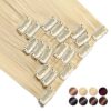 26" Long Straight Curly Wavy Clip-in Hair Extensions - 8 Pcs, 18 Clips, Real Thick Heat Resistance Synthetic Hairpiece in Bleach Blonde