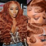 200 Density 13x6 Reddish Brown Lace Front Wigs - HD Transparent Body Wave Human Hair for a Natural Glam Look