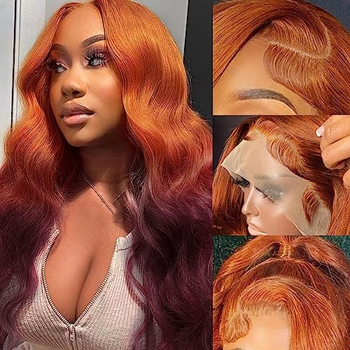 Ginger Purple Ombre Lace Front Wig Human Hair