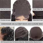 Glamorous Waves Unleashed: ESIWONHAIR Deep Wave Lace Closure Wigs – Brazilian Virgin Beauty (16 Inch)