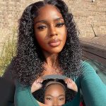 Wear and Go Water Wave Bob Wig - No Glue, 180% Density, Pre-Plucked HD Lace Closure, Natural Color (16 inch)