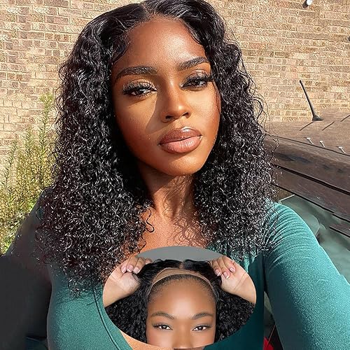 Wear and Go Water Wave Bob Wig - No Glue, 180% Density, Pre-Plucked HD Lace Closure, Natural Color (16 inch)