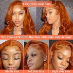 20-Inch Ginger Orange Body Wave Lace Front Wig - 10A Brazilian Human Hair for Vibrant and Trendy Looks