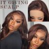 MITIMES 13x4 Brown HD Glueless Synthetic Lace Front Wig - Ready to Wear 24inch Long Body Wave Synthetic Lace Front Wigs For Black Women