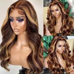 24-Inch Honey Blonde Lace Front Wig – HD Transparent 4/27 Ombre Highlights for Stunning Style