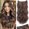 16 Inch Invisible Wire Hair Extensions - Adjustable, Secure, and Natural-Looking Honey Blonde Mixed Brown Highlight Hairpiece for Women