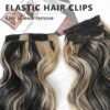 ALXNAN 20-Inch Black Mix Blonde Long Wavy Clip-in Hair Extensions - Natural Soft Synthetic Hairpieces for Women