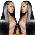 AIGOLQUEEN's 26-Inch Straight Lace Front Wig - 13x4 HD Transparent Lace, Pre-Plucked, 180% Density, Natural Black Beauty!