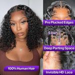 Omswet 5x5 HD Lace Closure Wig - Deep Wave BOB Human Hair for Effortless Elegance