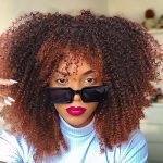 Hanne Fashion Kinky Curly Wig with Bangs - Ombre Auburn Afro Bomb Curly Wig for a Charming Daily Look
