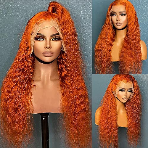 Hair Wear Go Glueless Wigs for beginners Orange Ginger Curly Human Hair Wig Pre Plucked