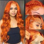 Vodari Ginger Lace Front Wigs Human Hair -180% Density Transparent HD Lace Front Wigs Human Hair, 13x4 Body Wave Lace Front Wigs Human Hair Pre Plucked with Baby Hair