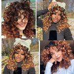 Annivia Ombre Brown Curly Wig with Bangs - 17 Inch Synthetic Hair for Effortless Daily Use and Stunning Cosplay