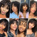 Short Water Wave Curly Wigs With Bangs - 100% Brazilian Human Hair, Confidence in Every Curl