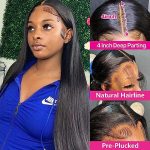 Straight Lace Front Wigs: 24 Inch Synthetic Elegance with HD Lace, T-Part Design, and Natural Black Beauty