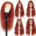 13x4 Ginger Deep Wave Lace Front Wigs – 24 Inch True-Length Orange Colored Glueless Wigs for a Vibrant Appearance