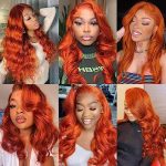 Vodari Ginger Lace Front Wigs Human Hair -180% Density Transparent HD Lace Front Wigs Human Hair, 13x4 Body Wave Lace Front Wigs Human Hair Pre Plucked with Baby Hair