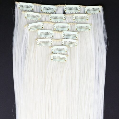 Platinum Blonde Hair Extensions - 24" Long, 130g Full Head Clip-ins for Stunning Straight Hairstyles