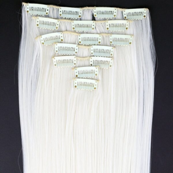 Platinum Blonde Hair Extensions - 24" Long, 130g Full Head Clip-ins for Stunning Straight Hairstyles
