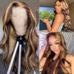 28inch Ombre Honey Blonde Highlight Lace Front Wig - Elevate Your Look with 13x4 Body Wave and HD Transparent Lace