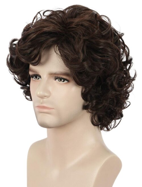 Anime Mastery Unleashed: Men's Short Curly Brown Wig