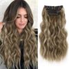 QGZ Clip-in Long Wavy Hair Extensions - 20 Inch Synthetic Marvel for Thicker, Fuller Hair