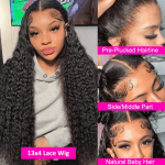 40Inch Water Wave Curly Lace Frontal Wigs