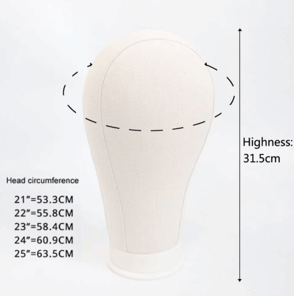 Canvas Wig Head 21-25 inch Mannequin with Clamp – Ideal for Wig Making & Styling