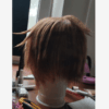 Canvas Wig Head in multiple sizes with included clamp, T-pins, and hair nets for wig making and styling.