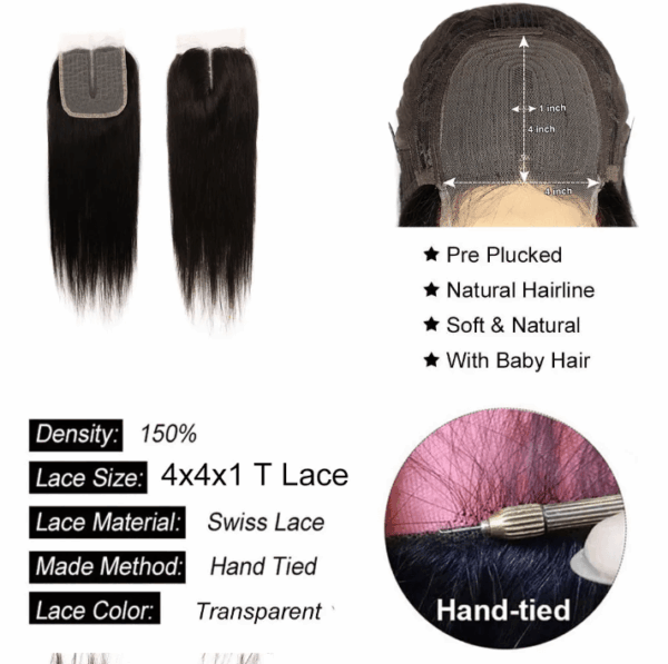 Natural Black Transparent HD Lace Closure - 100% Human Hair for Flawless Style