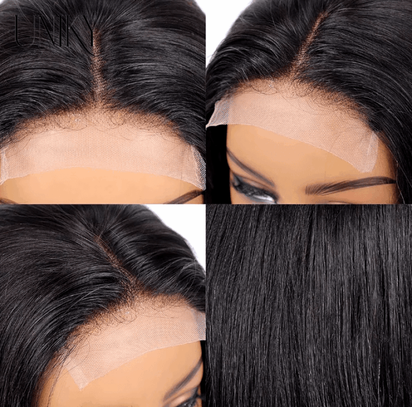 Effortless Elegance 12-Inch Straight Bob Wig with 4x4 Lace Closure for a Natural Look