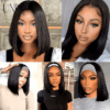 Effortless Elegance 12-Inch Straight Bob Wig with 4x4 Lace Closure for a Natural Look