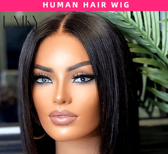 12-Inch Straight Bob Wig with Transparent Lace Closure, showcasing a full and natural look for versatile styling. 