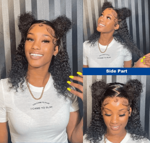 Stunning Livia Deep Wave Bob Wig featuring transparent lace and a pre-plucked hairline, perfect for versatile styling. 